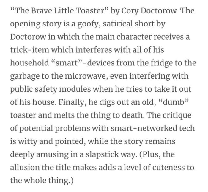 The brave little toaster cory doctorow