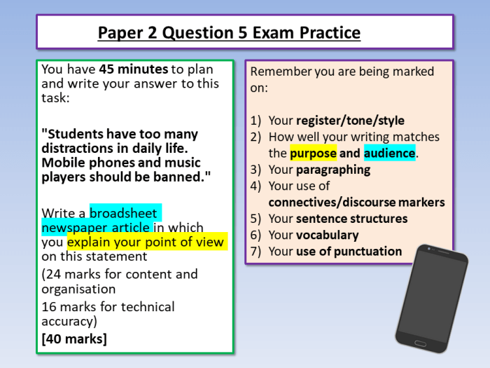 Language paper question english gcse examples edexcel questions revision 7b section aqa exam two source fail