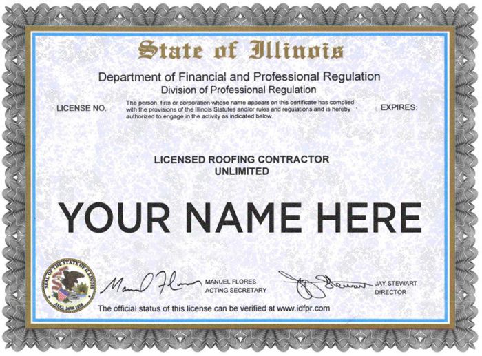 Illinois roofing license practice test