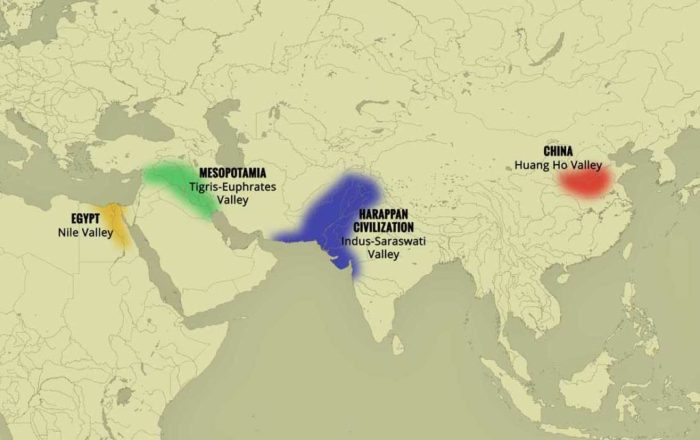 The four ancient river valley civilizations map