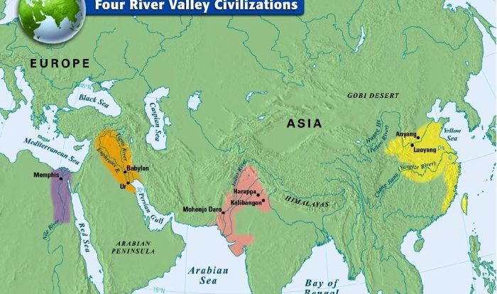 Civilizations ancient river valley four mesopotamian